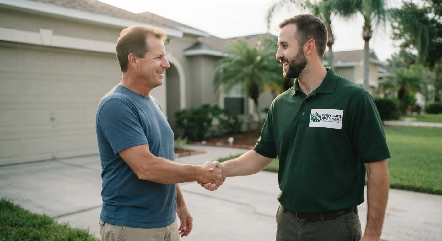 Happy Tampa homeowner after junk removal