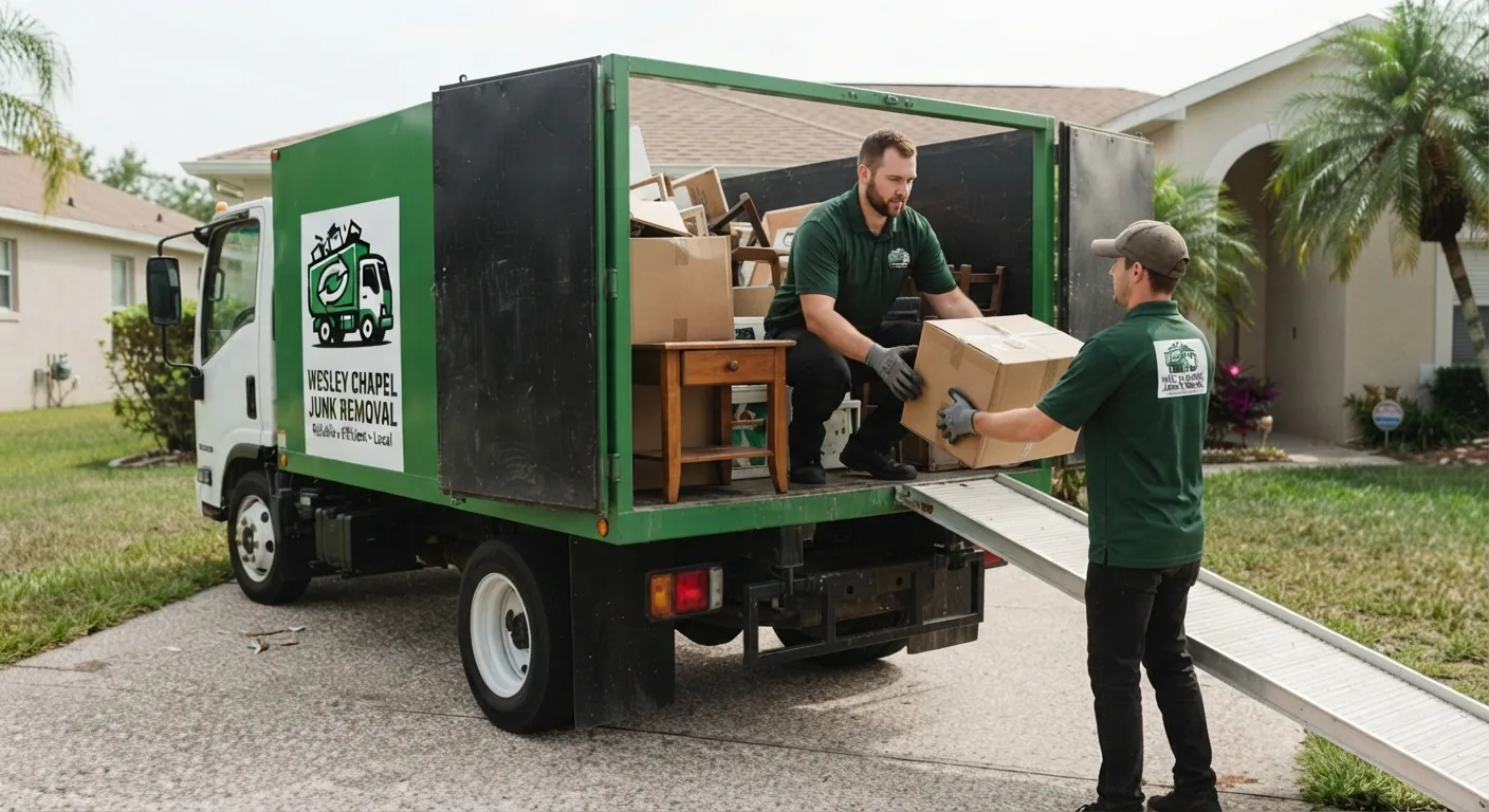 Crew loading junk into truck in Tampa